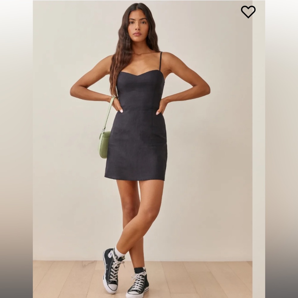 Reformation Roarke Linen Dress in black - size 6